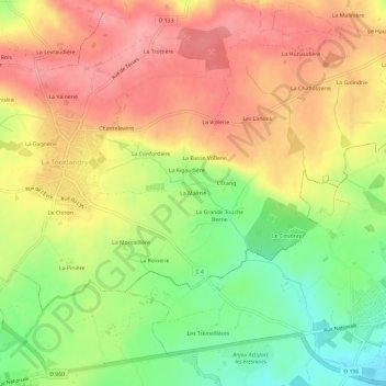 La Maltrie topographic map, elevation, terrain