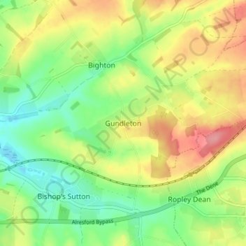 Gundleton topographic map, elevation, terrain