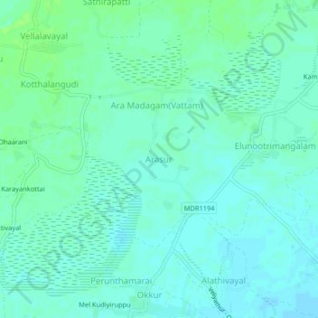 Arasur topographic map, elevation, terrain