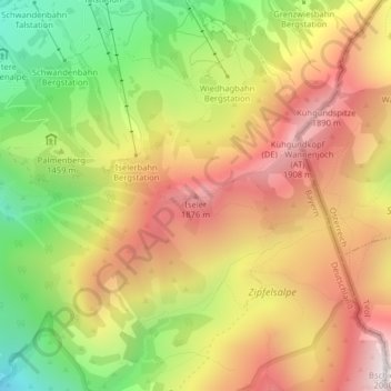 Iseler topographic map, elevation, terrain
