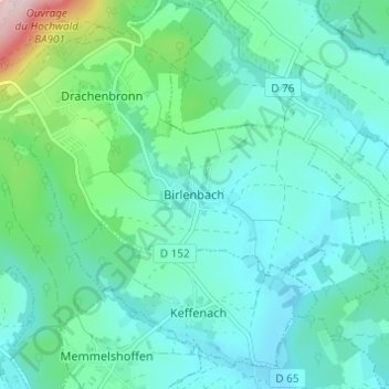 Birlenbach topographic map, elevation, terrain