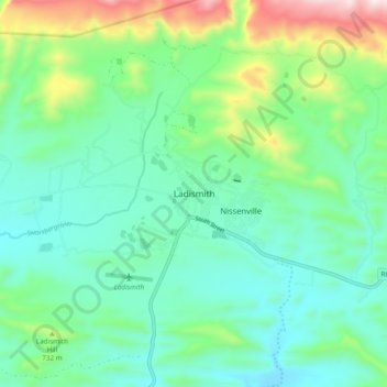 Ladismith topographic map, elevation, terrain