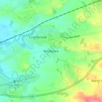 Rockbeare topographic map, elevation, terrain