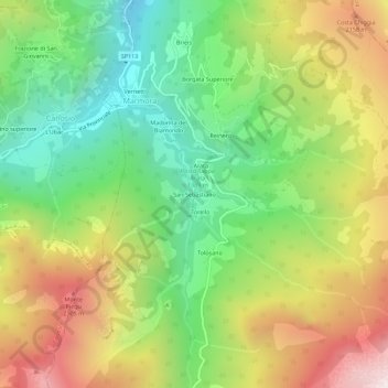 San Sebastiano topographic map, elevation, terrain