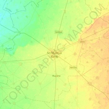 Sri Muktsar Sahib topographic map, elevation, terrain