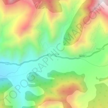 Tangdhar topographic map, elevation, terrain