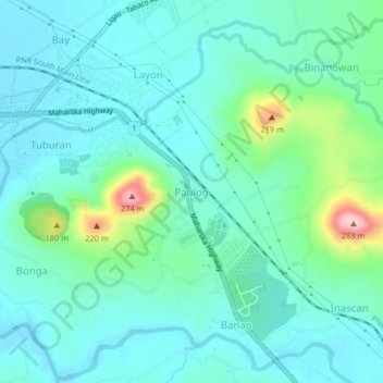 Paulog topographic map, elevation, terrain