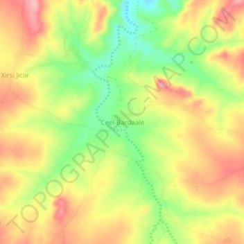 Ceel-Bardaale topographic map, elevation, terrain