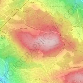 Adlisberg topographic map, elevation, terrain