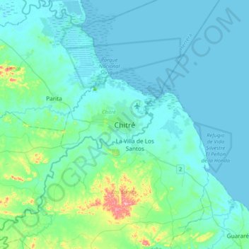Chitré topographic map, elevation, terrain