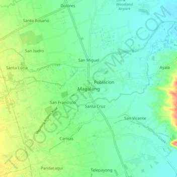 Magalang topographic map, elevation, terrain