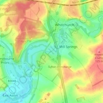 Tufton topographic map, elevation, terrain