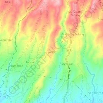 Gulod topographic map, elevation, terrain