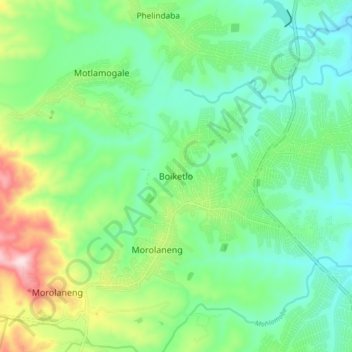 Boiketlo topographic map, elevation, terrain
