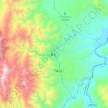 Jaén topographic map, elevation, terrain