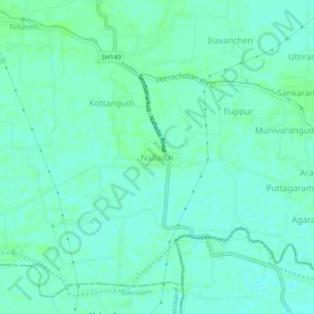 Nalladai topographic map, elevation, terrain