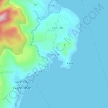 Cantaan topographic map, elevation, terrain