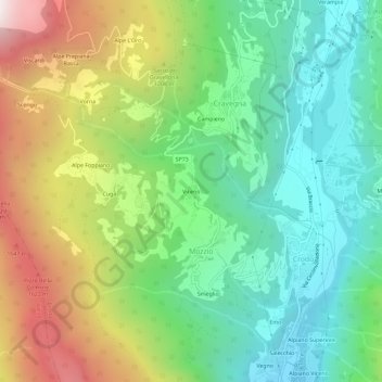 Viceno topographic map, elevation, terrain