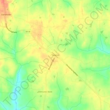 Tobacco topographic map, elevation, terrain