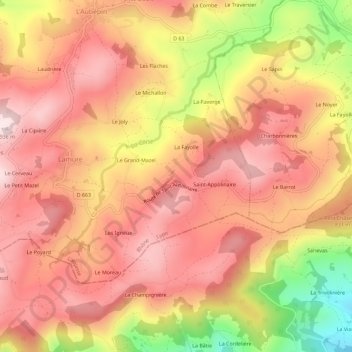 Le-Prado topographic map, elevation, terrain