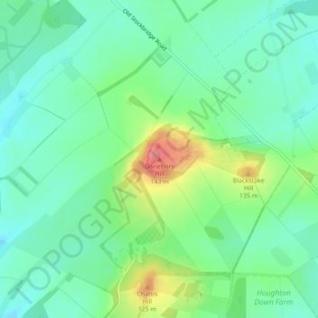 Danebury Hill topographic map, elevation, terrain