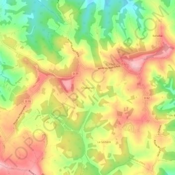 Chabanas topographic map, elevation, terrain