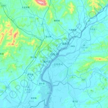 Dandong topographic map, elevation, terrain