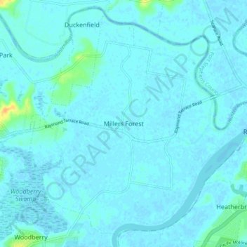 Millers Forest topographic map, elevation, terrain