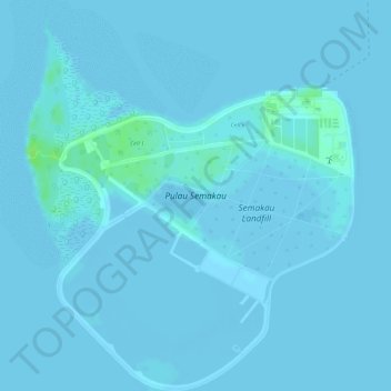 Semakau Island topographic map, elevation, terrain