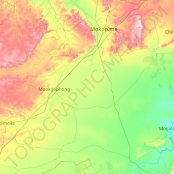 Mookgopong Local Municipality topographic map, elevation, terrain