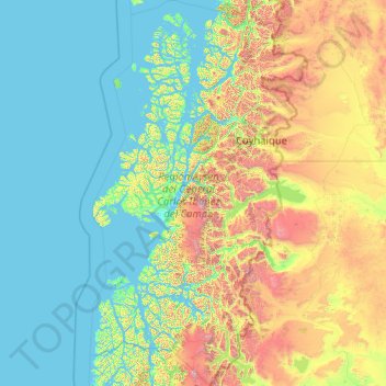 Aisén du Général Carlos Ibáñez del Campo topographic map, elevation, terrain