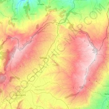 Saboyá topographic map, elevation, terrain