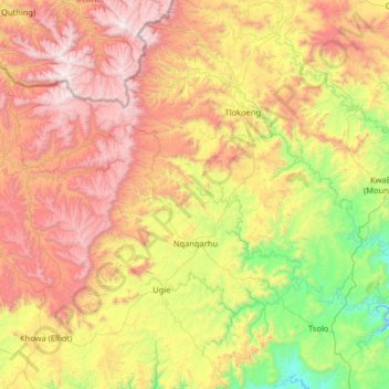Elundini Local Municipality topographic map, elevation, terrain