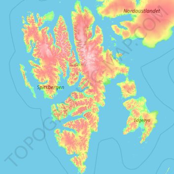 Spitsbergen topographic map, elevation, terrain