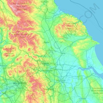 Yorkshire topographic map, elevation, terrain
