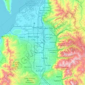 Salt Lake County topographic map, elevation, terrain
