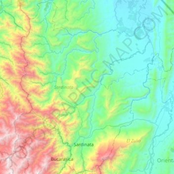 Sardinata topographic map, elevation, terrain