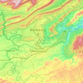Montgomery County topographic map, elevation, terrain