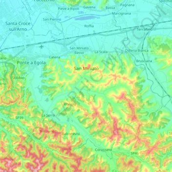 San Miniato topographic map, elevation, terrain