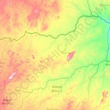 Niassa National Reserve topographic map, elevation, terrain