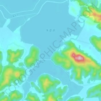 朱婆湖 topographic map, elevation, terrain