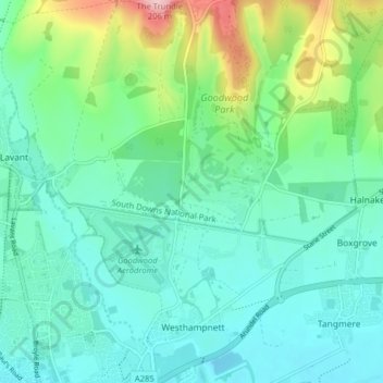 Westhampnett topographic map, elevation, terrain