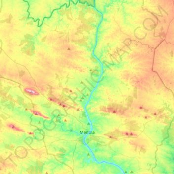 Mértola topographic map, elevation, terrain