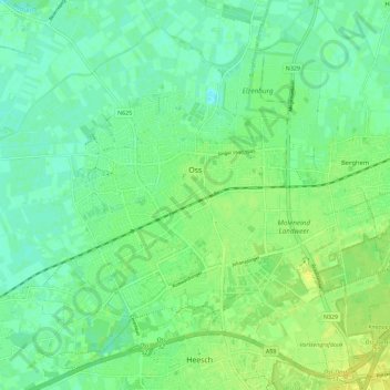 Oss topographic map, elevation, terrain