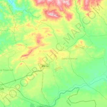 Khemisti topographic map, elevation, terrain