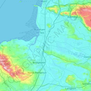 Sedgemoor topographic map, elevation, terrain