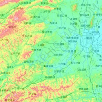 Changde City topographic map, elevation, terrain