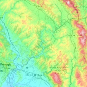 Chiascio topographic map, elevation, terrain