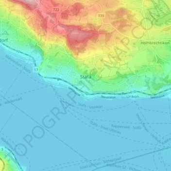 Stäfa topographic map, elevation, terrain