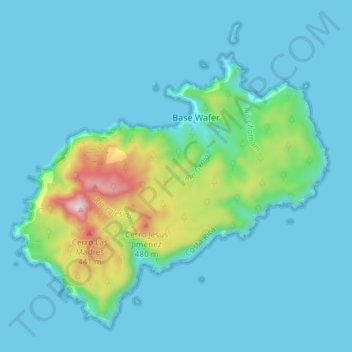 Isla del Coco topographic map, elevation, terrain